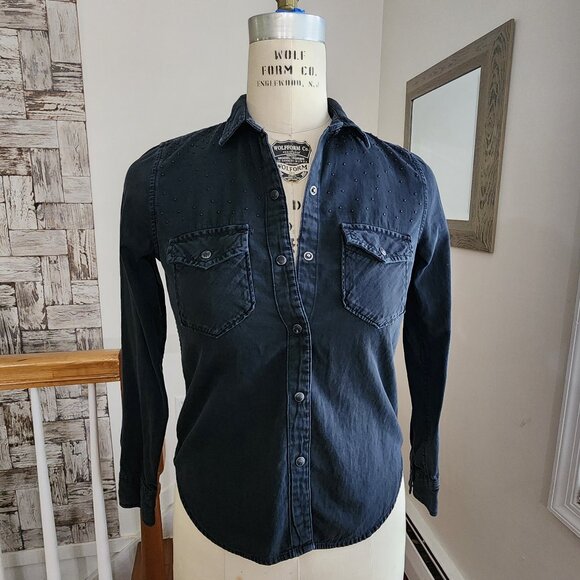 GAP 1969 Denim Western Shirt Size S Petite - Picture 2 of 11